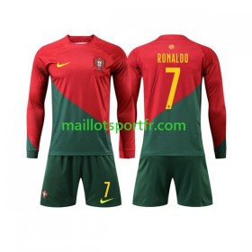 Maillot de Foot Portugal Ronaldo 7 Enfant Domicile Coupe du monde 2022 ML